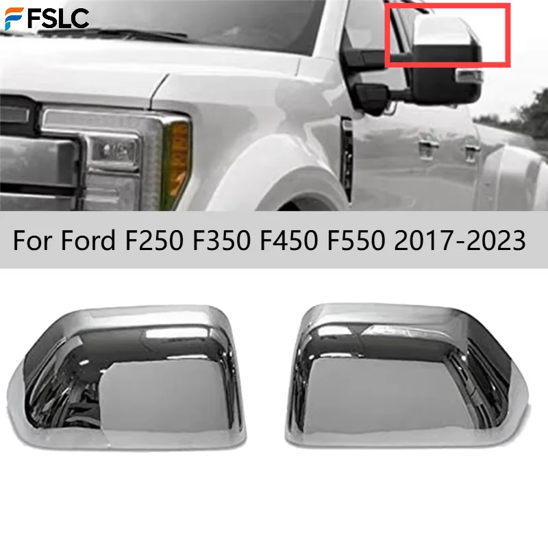 サイドミラーカバーフォード-f250-f350-f450-f550-2017-2023-クロームアッパーミラーハウジング外装カーアクセサリー