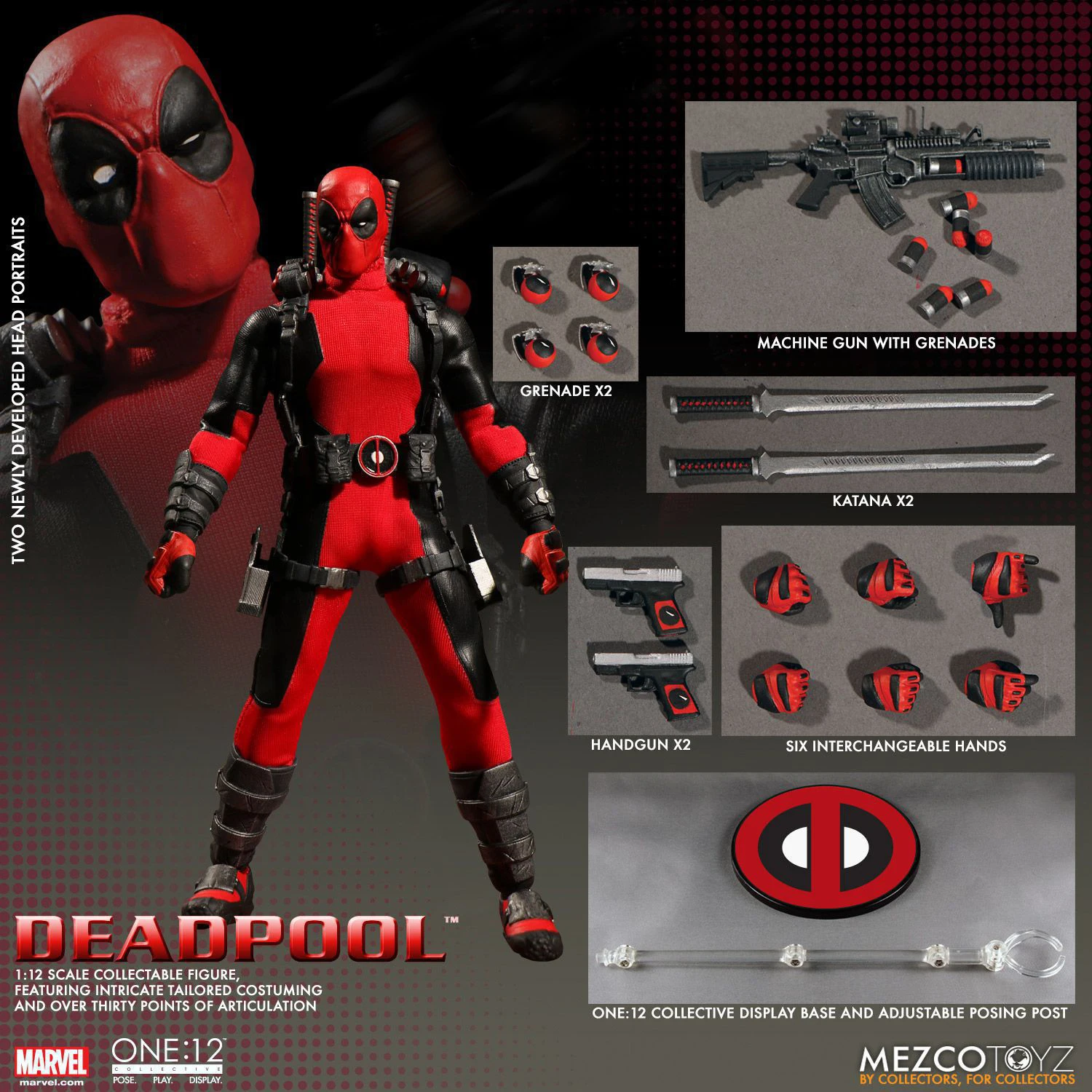 Mezco Deadpool Super Hero One:12 Collective BJD Figure Model Toys 16cm Joint Movable Doll Collection Gift For Friends