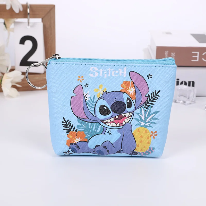 Disney Stitch Mini Coin Purse Cartoon Cute Anime Pu Key Case Storage Bag Children Kawaii Wallet Gifts for Kids