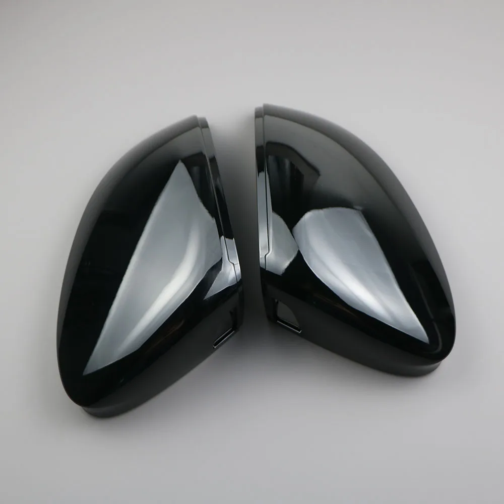 Pair Black Side View Mirror Cover Cap With ALC For VW Golf 8 MK8 ID3 2020+