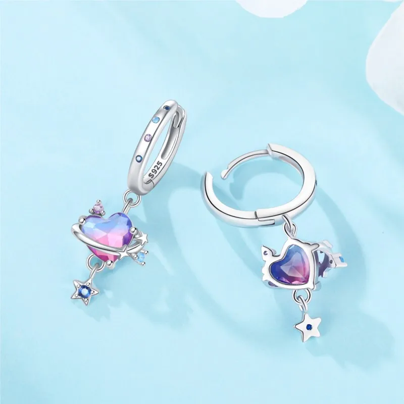 MISEFF New 925 Sterling Silver Heart Hoop Earrings Inlaid Zircon CZ Infinity Love Golden Earrings Wedding Gift Luxury Jewelry