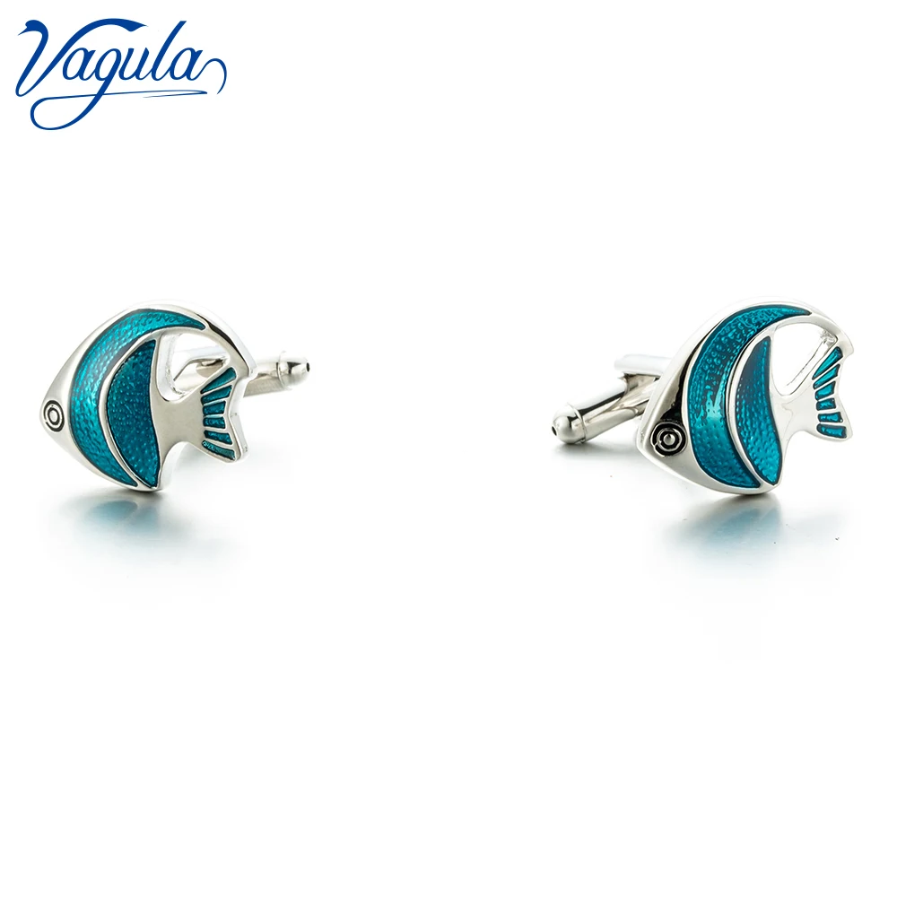 VAGULA Cuff links Brass Button Top Luxury Brand Bonito Gemelos Hot Selling Funny Fish-design Cufflink 215