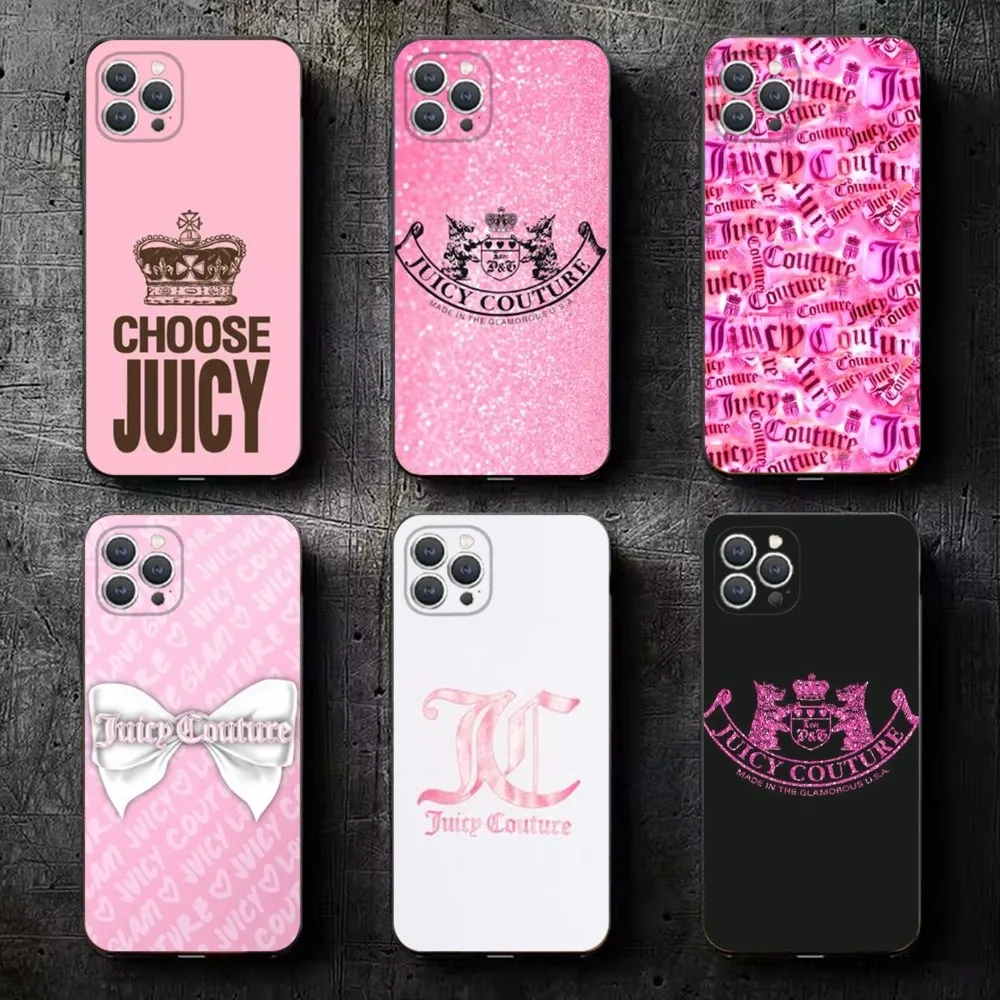 Juicy C-Couture Phone Case For iPhone 16,15,14,13,12,11,Plus,Pro Max,XS,X,XR,SE,Mini,8,7 Soft Silicone Black Cover