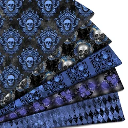 Horror Skull Bone Flower Printed Polyester Pure Cotton Material Patchwork Tissue Sewing Quilting Fabrics Needlework DIY Cloth