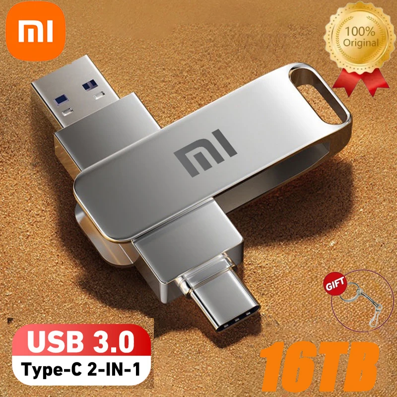 샤오미 16TB 플래시 드라이브, USB 3.2 고속 전송, 금속 펜드라이브 메모리 카드, 펜드라이브 플래시 디스크, 메모리 방수 스틱, 신제품