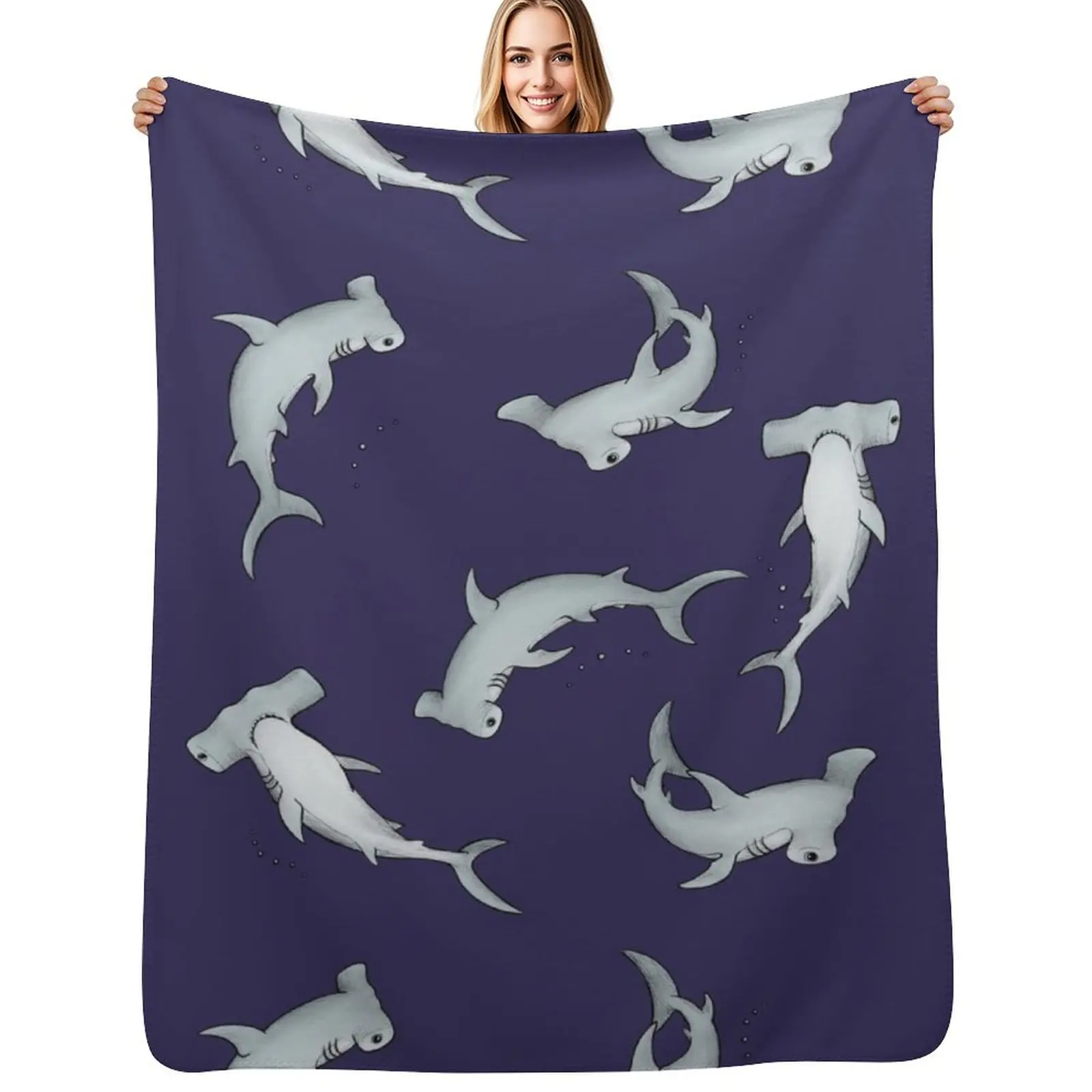 

Hammerhead Sharks Blue Throw Blanket Fashion Sofas Baby for winter Blanket