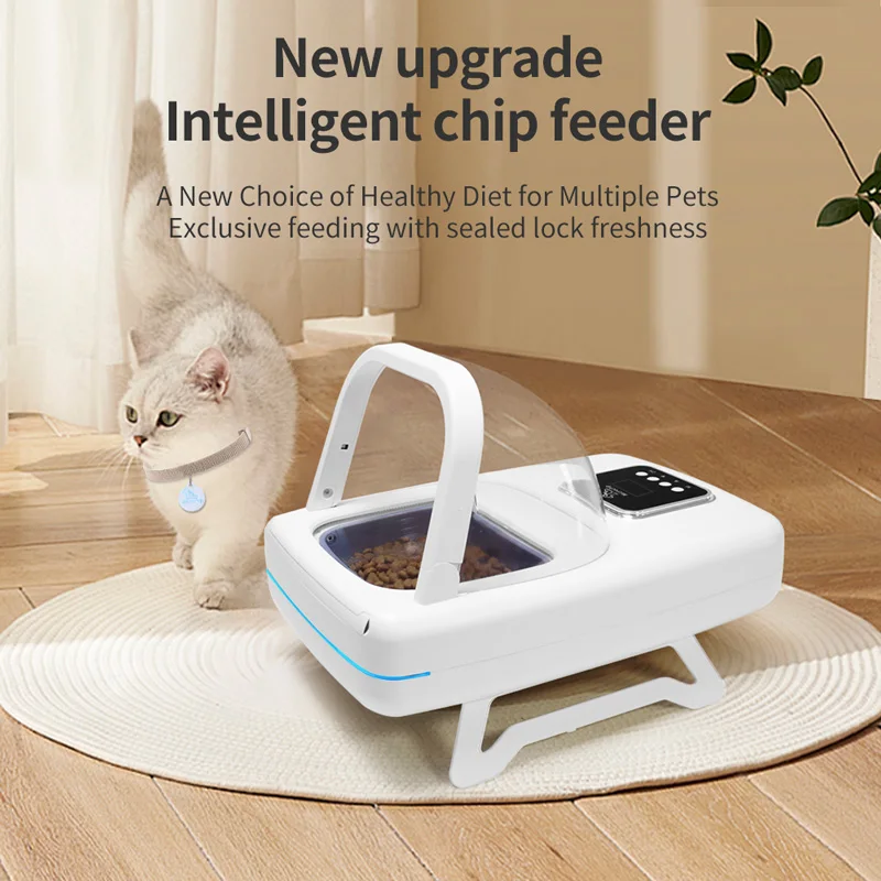 For RFID eco-friendly plastic microchip automatic feeder, upgraded smart bowl for two cats & multi-pet identification.
