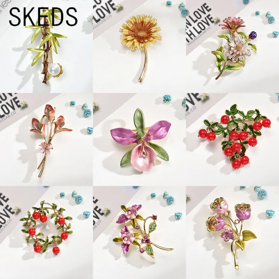 SKEDS Elegant Creative Enamel Flower Daisy Brooch Pin For Women Fashion Sunflower Wedding Party Accessories Corsage Brooches