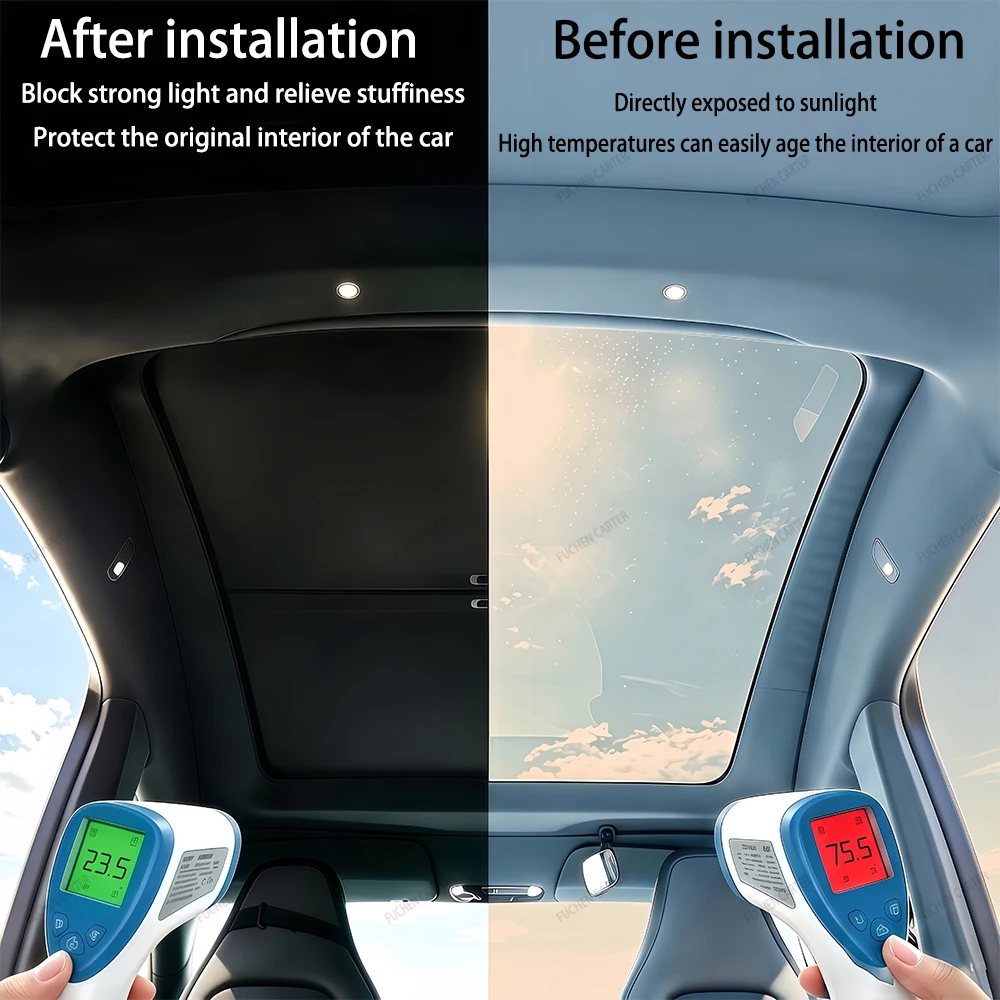 For Tesla Model  YL Model Y Juniper Upgrade Scroll Sunroof Sunshade Has UV protection Retractable Sun Visor Interior Accessories