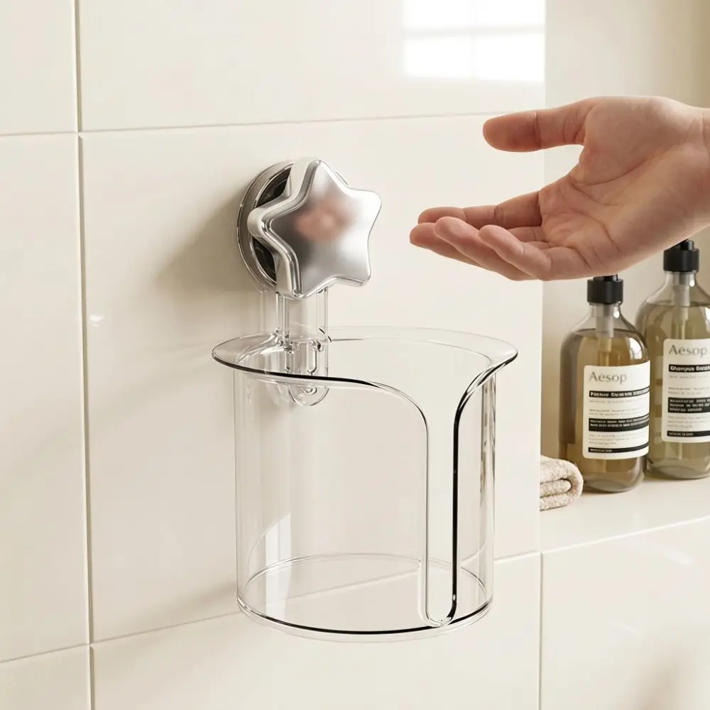 Transparent Suction Cup Tissue Box Large Capacity Star De sign Toilet Paper Holder Easy Installation Smooth