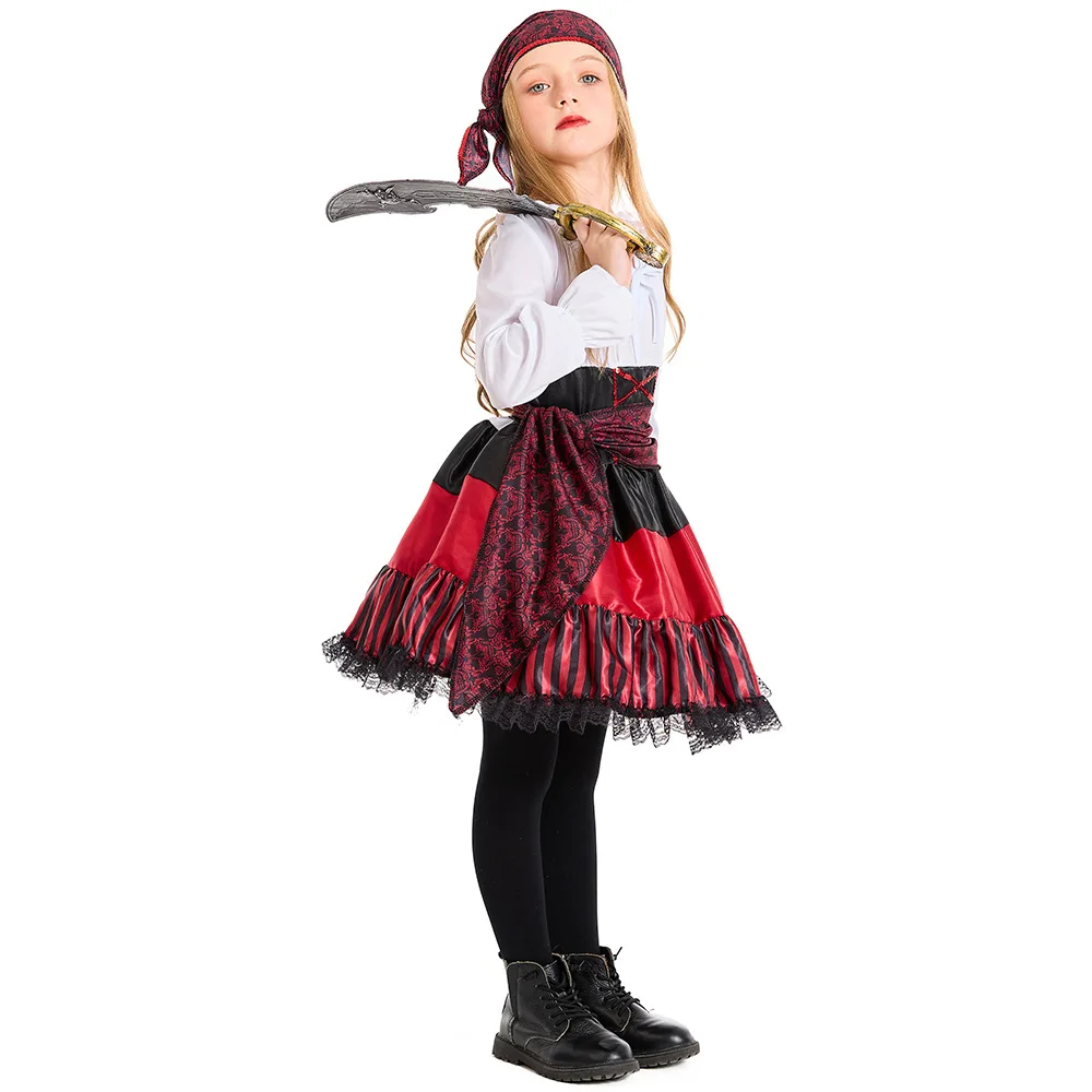 Umorden Swashbuckler trajes para crianças, meninas piratas, vestido infantil, adolescentes, 4 a 12 anos