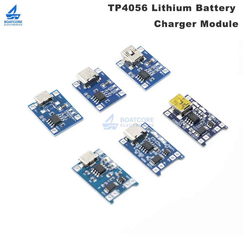 5PCS TP4056 1A Lithium Battery Charger Module 18650 Charging Board with Protection Type-C Micro USB Mini USB