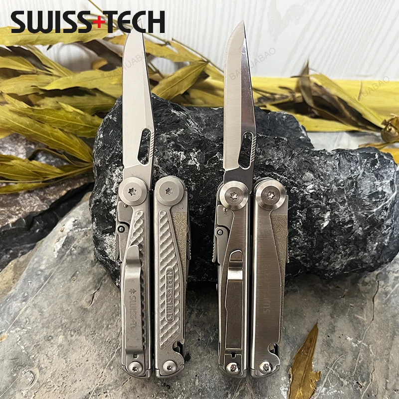 SWISS TECH 18 in 1 Multitool Folding Pliers Multi-functional Hand Tools Portable Pocket Knife Scissors Saw EDC Outdoor Equipment