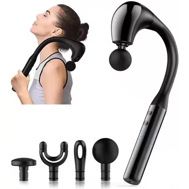 

2025 New Smart Curved Hook Fascia Gun Electric Massager Massage Hammer Electric Fascia Gun Home Handheld Hammer Back Artifact