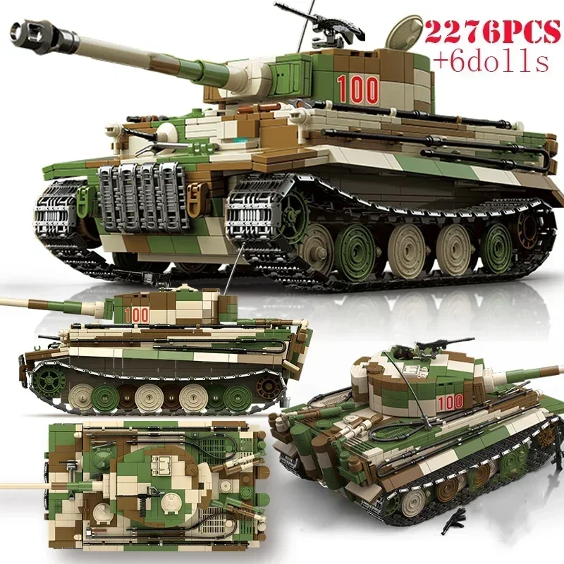 2023 Military King Tiger Heavy Tank Panzerkampfwagen VI Ausf. E Tiger I Building Blocks World War II Army WW2 Bricks Model Toys