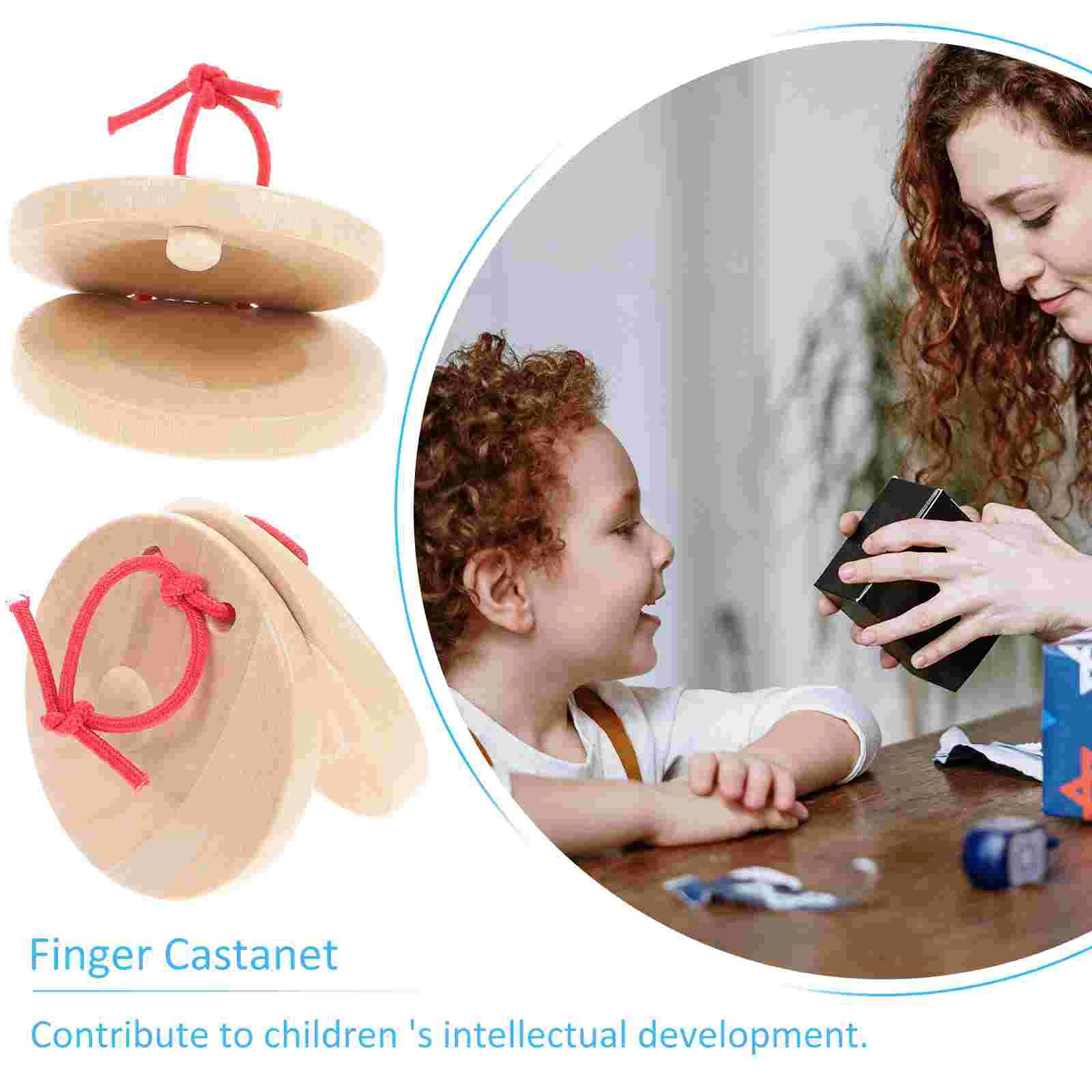 Zdvižený prostředík castanets děti příklepová měřici zařízení dřevěný finger-size kastaněty nemluvně osvěta hračka (wooden color)