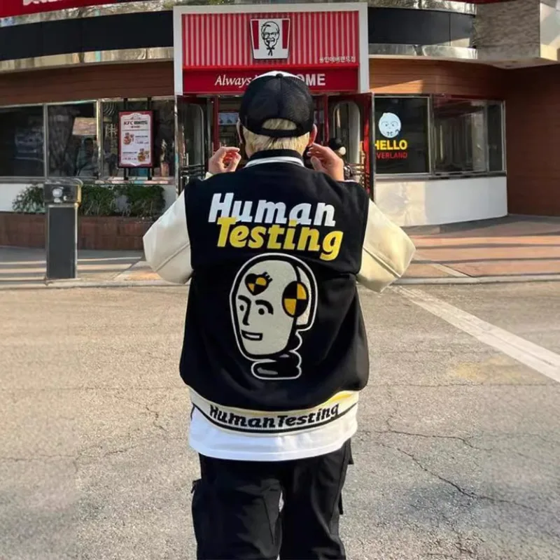 Human Made Retro Embroidered Heart Baseball Jacket Couple Streetwear Winter Top