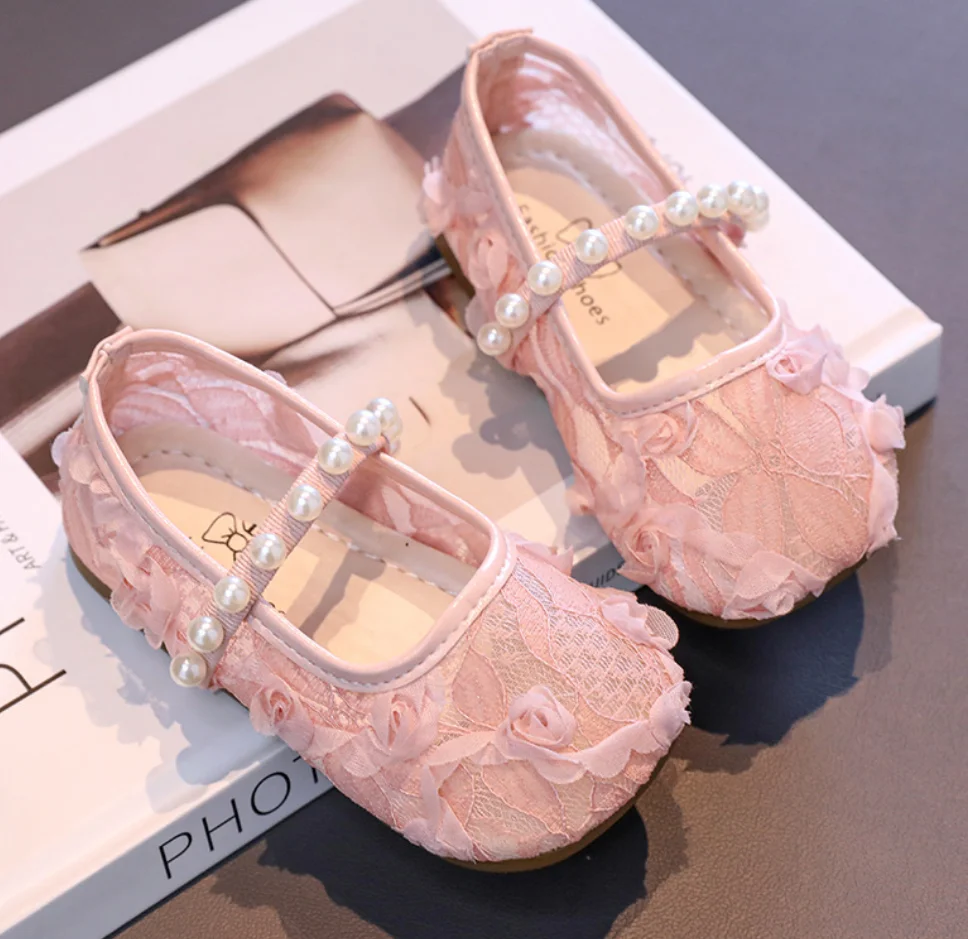 

Child Lace Flower Shoe2026 Summer Baby Flat Shoe Anti slip Girl Fashion Dance Shoe Sweet Princess Girl Performance School Sandal