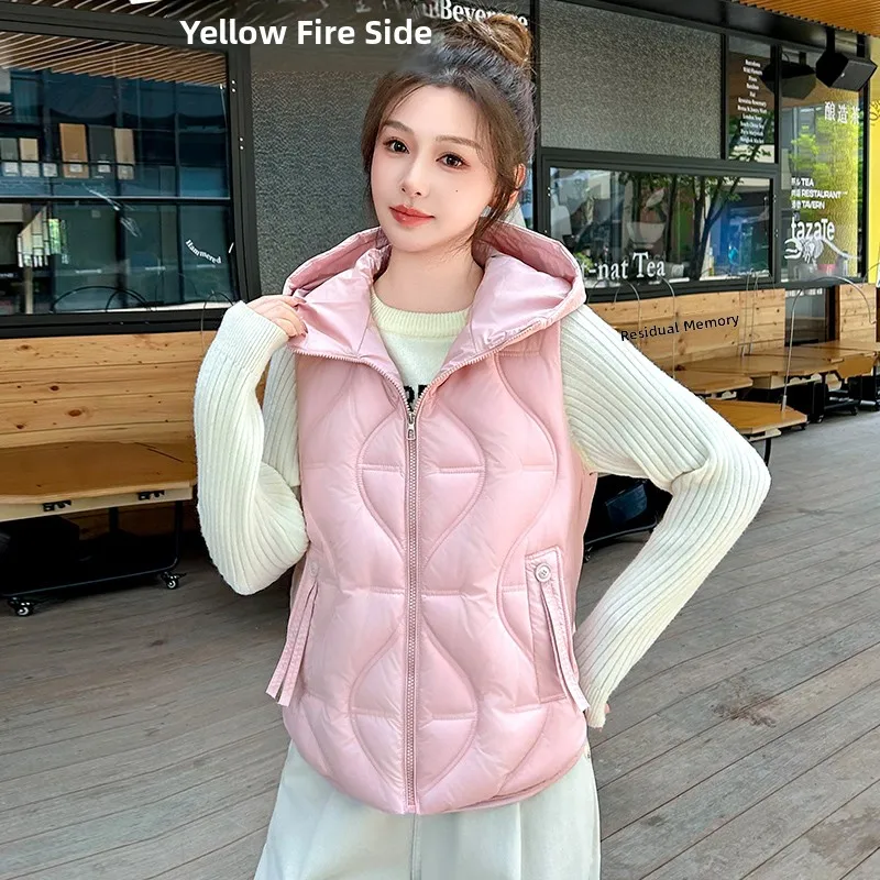 

Women's ort Thiened Cotton Vest Autumn Winter New Sle Svel Versatile Outerwear Faionable Casual Zipper Closure