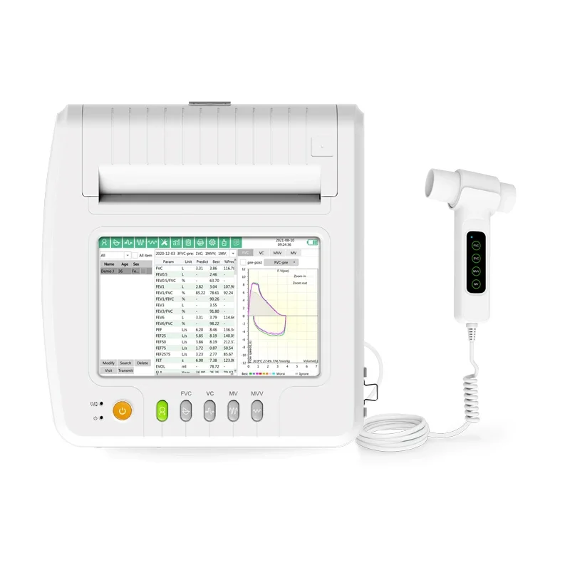 Espirómetro inalámbrico SP100B, probador de función pulmonar FVC VC MVV MV Spirograph, pantalla táctil de 10,1 pulgadas + impresión térmica + software