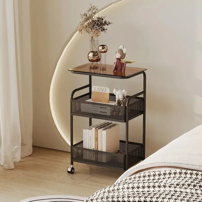 A few bedrooms near the head of the cream wind can move the living room. online celebrity creative mini storage cart glass