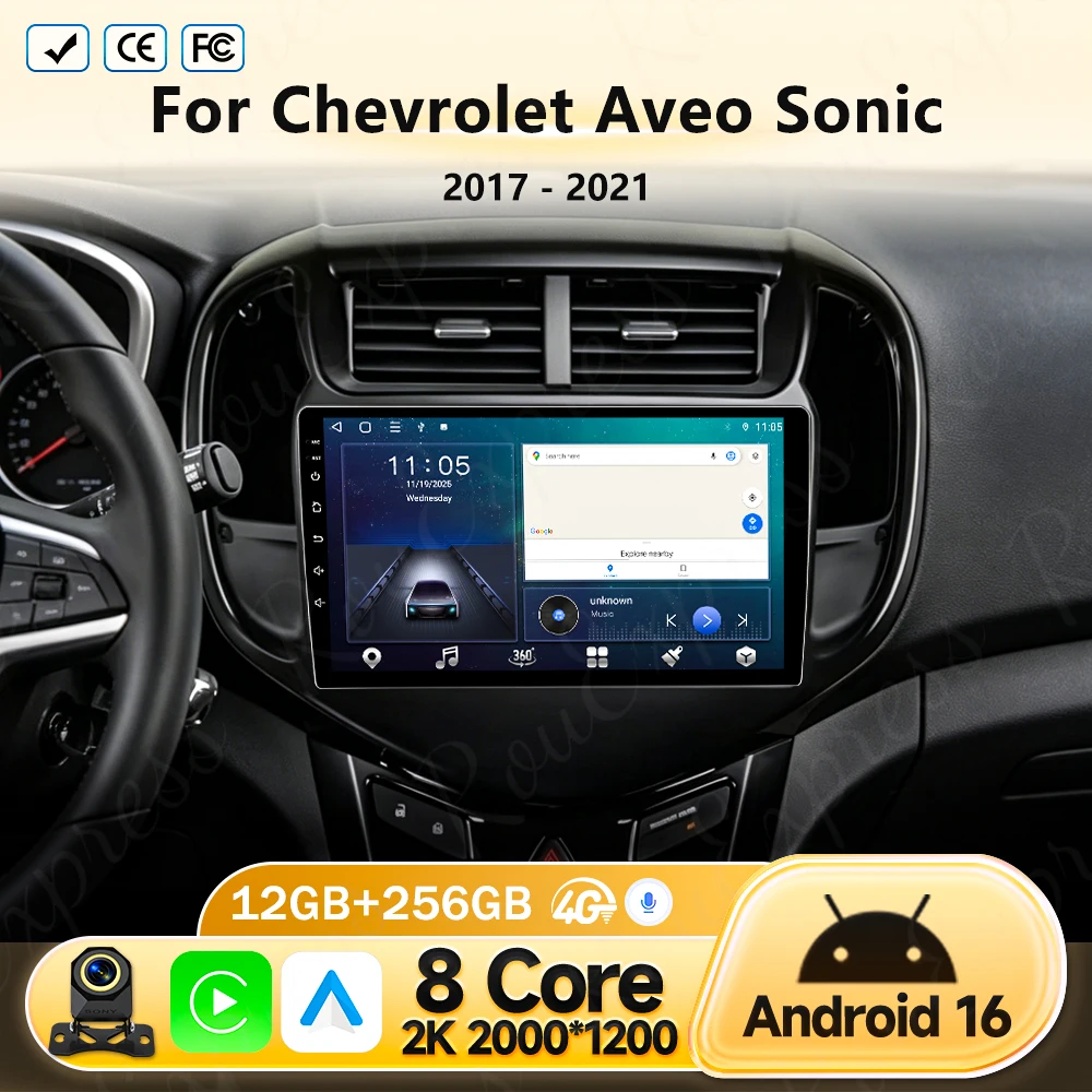 

Android Auto для Chevrolet Aveo Sonic 2017-2021, мультимедийный автомобильный радиоприемник, монитор, видеоплеер, GPS-навигация, стереосистема, CarPlay, BT, DVD
