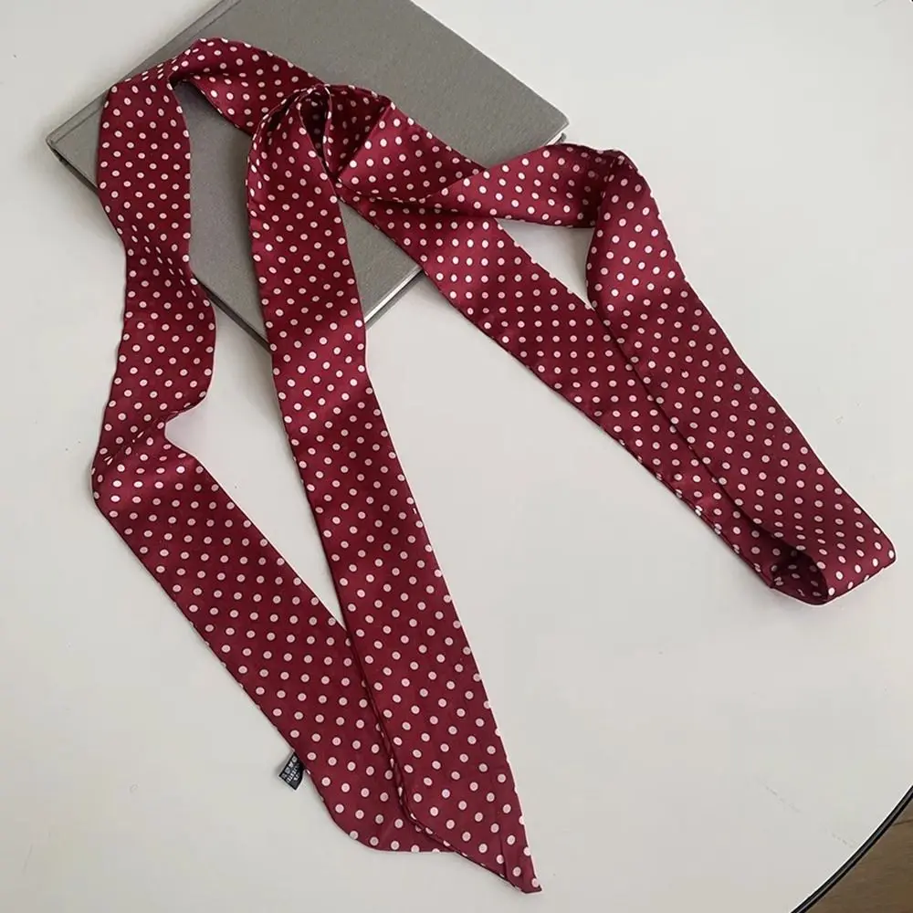 高級リボン水玉スカーフプリントレトロスカーフヘッドバンドネッカチーフ薄いロングスカーフ春夏