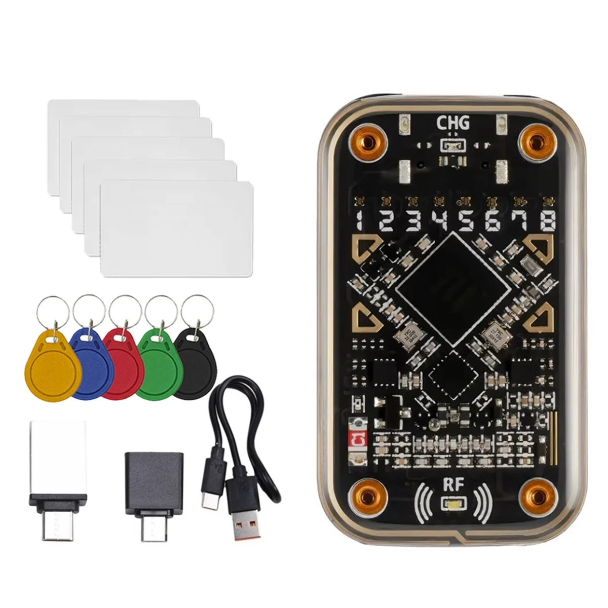 

N21R Chameleon Ultra Эмулятор смарт-карт RFID-считыватель смарт-чипов + 5xCUID-брелок 5xUID-карта, совместимая с записывающим устройством NFC