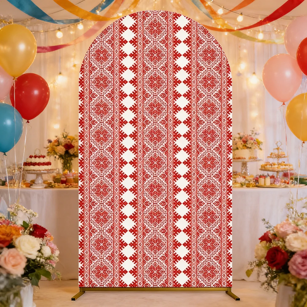 Colorful Embroidery Arch Cover Background for Birthday Wedding Party Baby Shower Mexican Fiesta Custom One-sided Arched Backdrop
