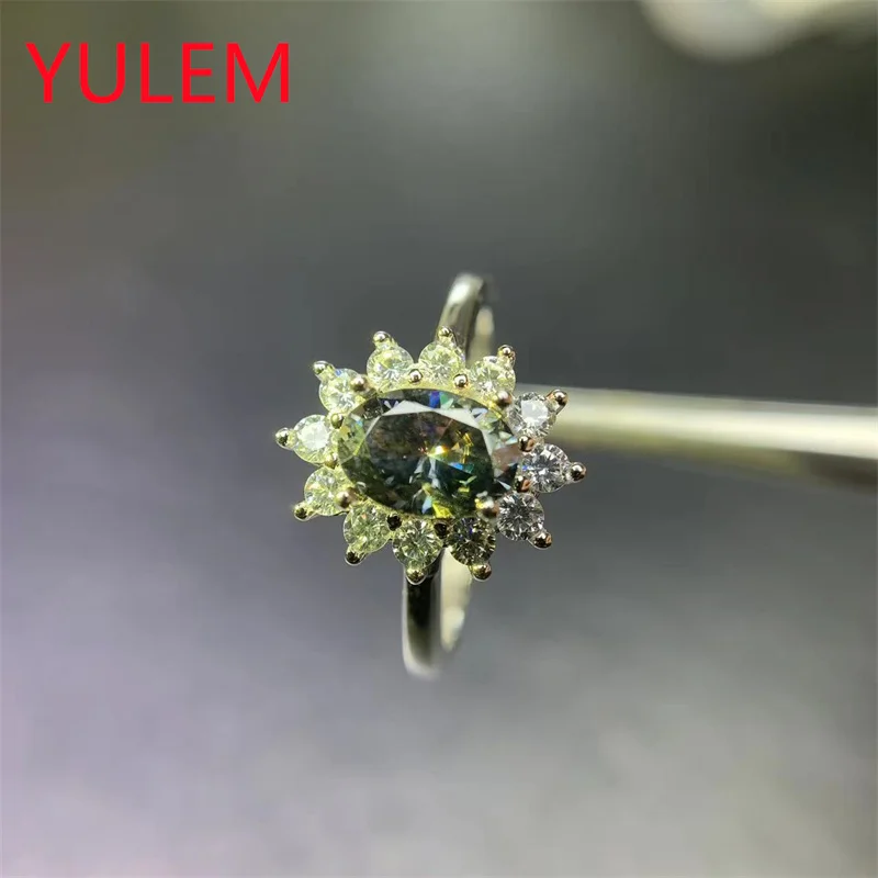 1 Carat Oval Cut Gray/Grey Moissanite Wedding Band Rings for Women 925 Sterling Silver Engagement Solitaire Ring Wholesale