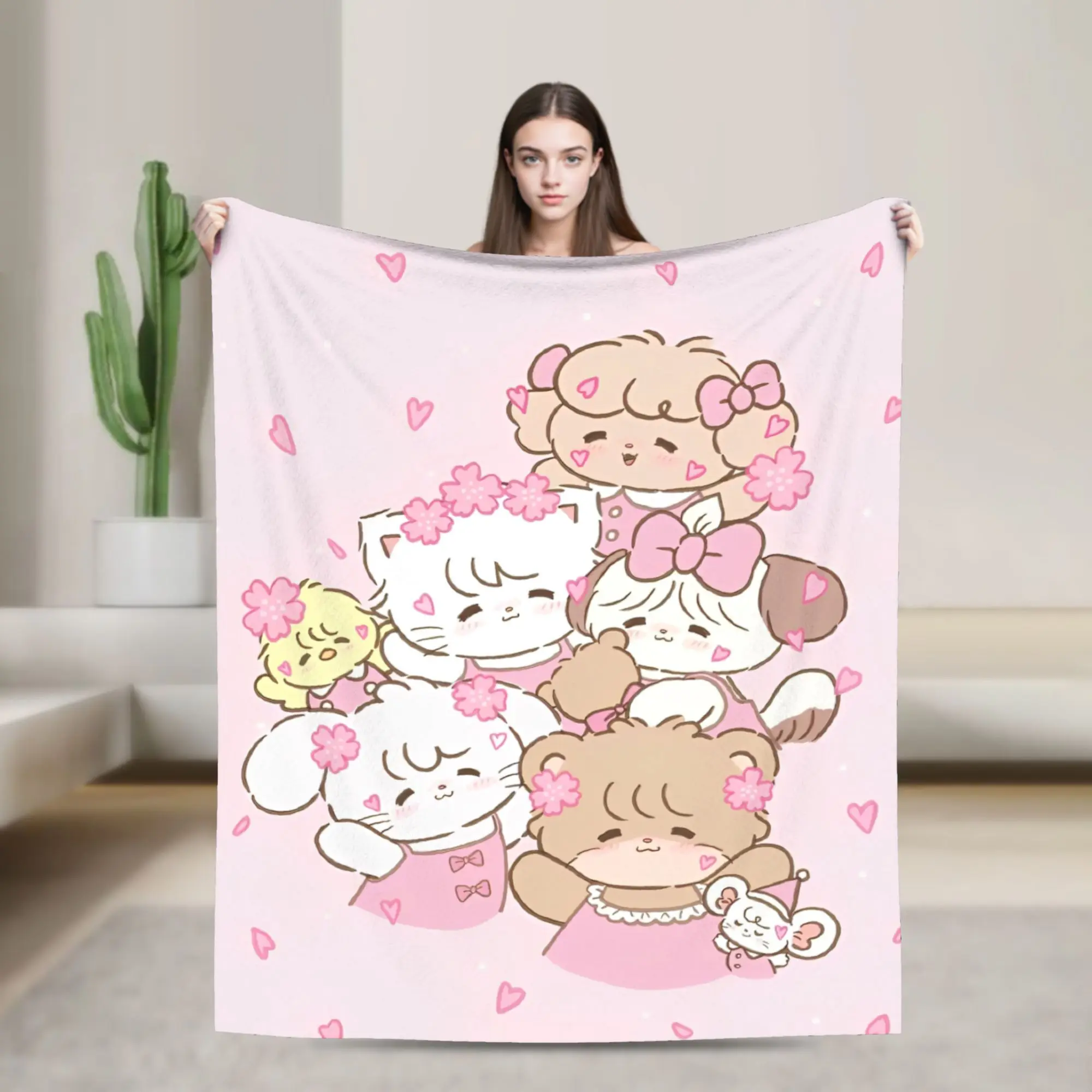 Cute Cartoon Mikkos Knitted Blanket Flannel Throw Blanket Summer Air Conditioning Decoration Lightweight Bedspreads,
