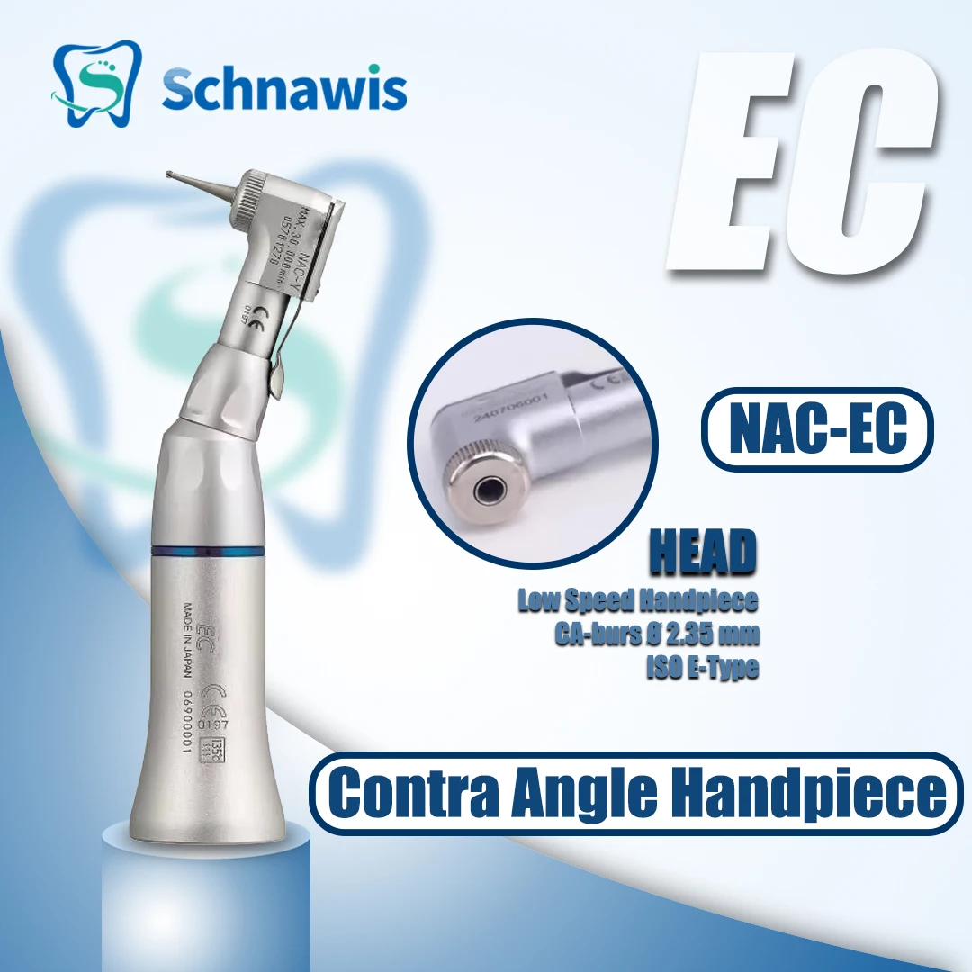 NAC-EC Contra Angle Handpiece Dental 1:1 Direct Drive Contra Angle Low Speed Handpiece CA-burs Ø 2.35 mm ISO E-Type