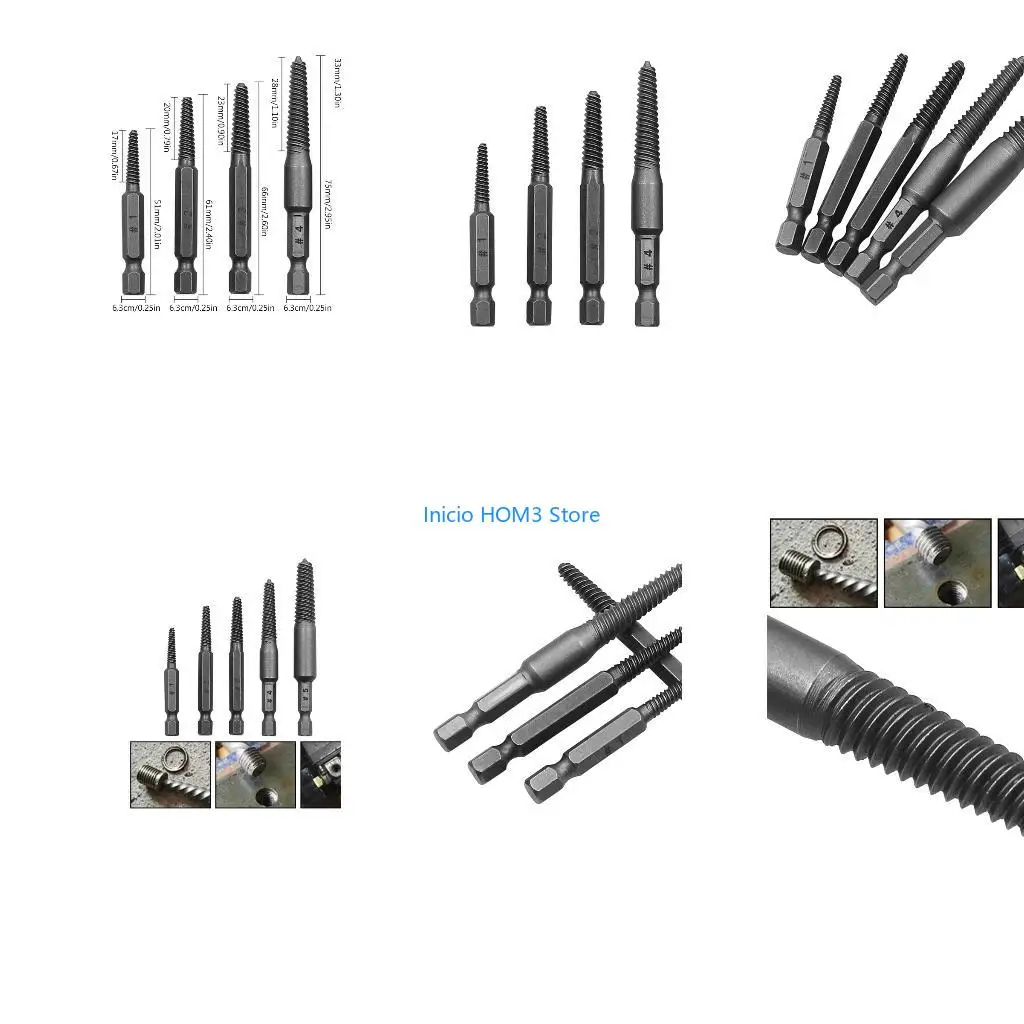 A5YD 5 Pieces Shank Broken Screwdriver Extractor Set for Removing Stripped Screws