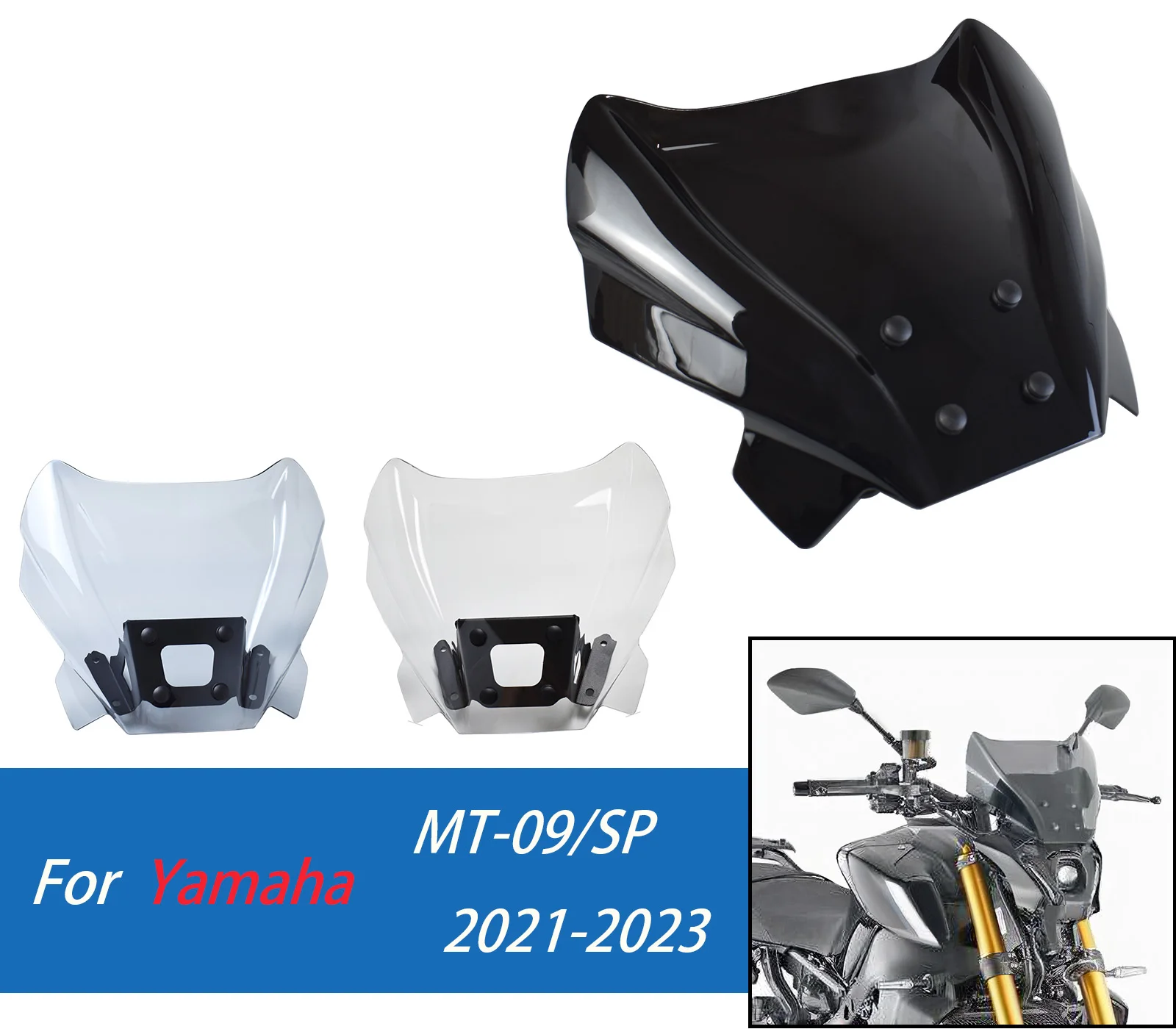 

For MT 09 Windshield Windscreen For Yamaha MT-09 2021-2023 MT09 SP Air Wind Deflectors Motor Front Screen Shield Accessories