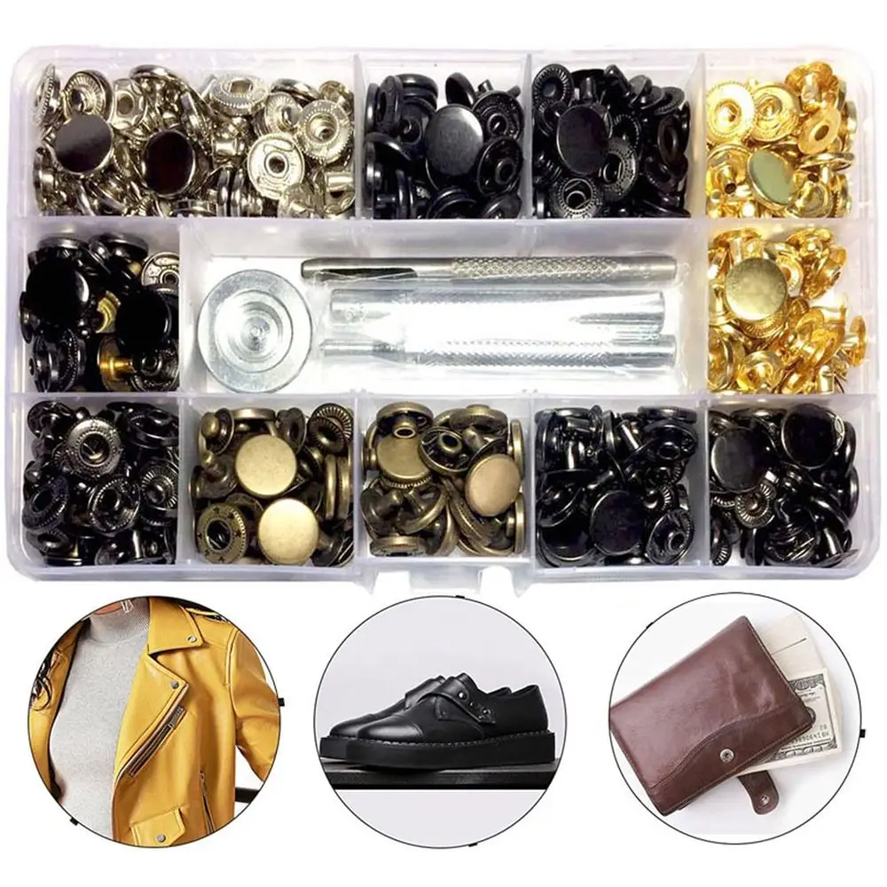 120Set Bag Sewing Tool Repair Rivet Press Studs Leather Fasteners Metal Button Button Tool