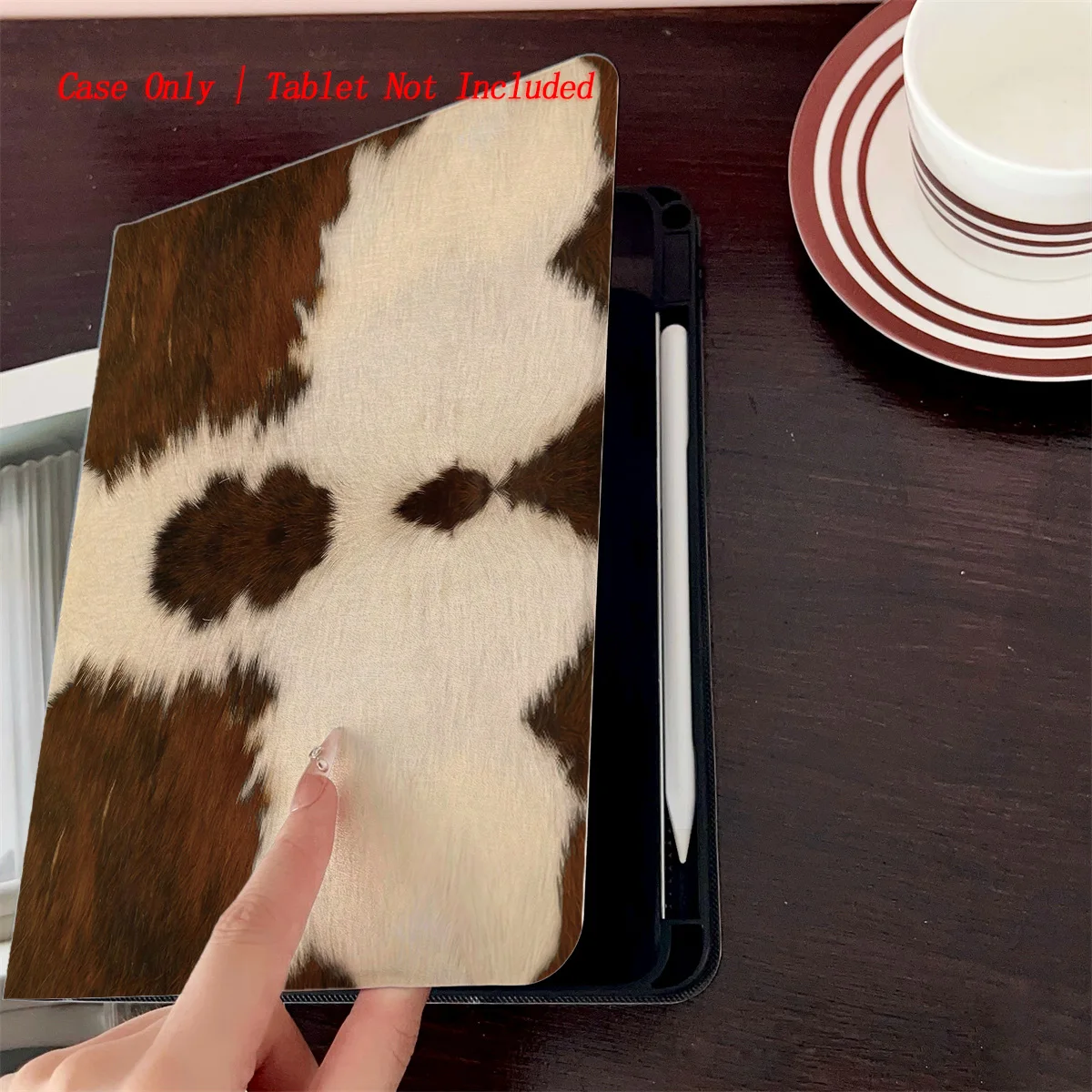 Warm Brown & White Prints iPad Case for Mini 5/6/7 7.9/8.3 Shockproof Silicone Bumper with Stand