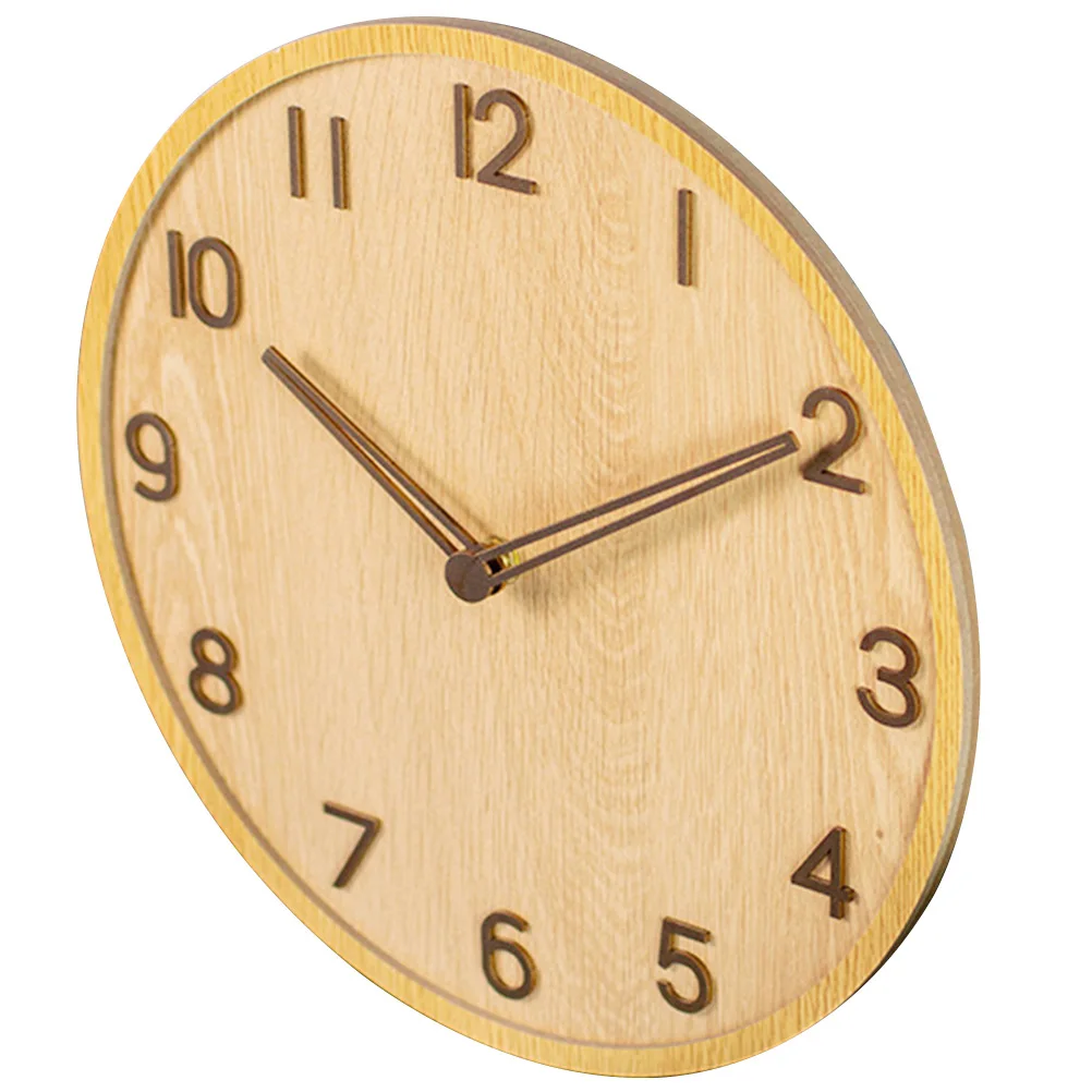 

Wood Grain Wall Clock Large Numbers Silent Non Ticking Home Decor Bedroom Living Room Office Mountable Premium Material Sturdy