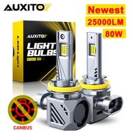AUXITO 2 uds 25000LM H11 faro LED Canbus H8 H9 9005 HB3 9012 HIR2 9006 HB4 Turbo LED lámpara de cabeza de coche sin Error 6500K 80W 12V