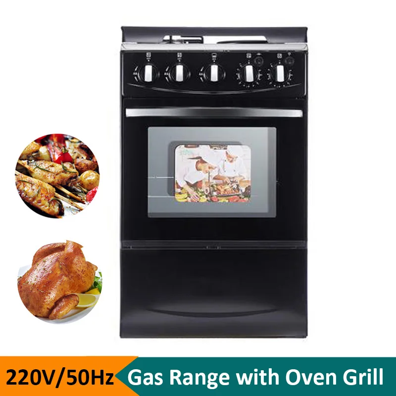 220V Kitchen Integrated Oven Stove Built-in Oven with 2 Burners and 2 Electronic Hot Plates in Ranges Gas Cooker with Oven