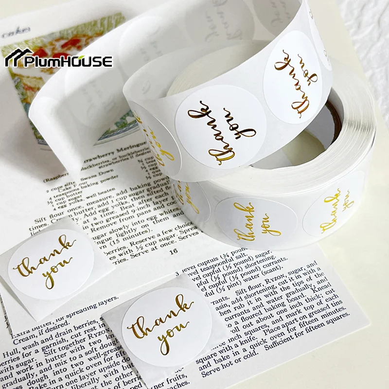 500pcs/roll Round Bronzing Retro Labels Baking DIY Stickers Kraft Paper Sealing Stickers