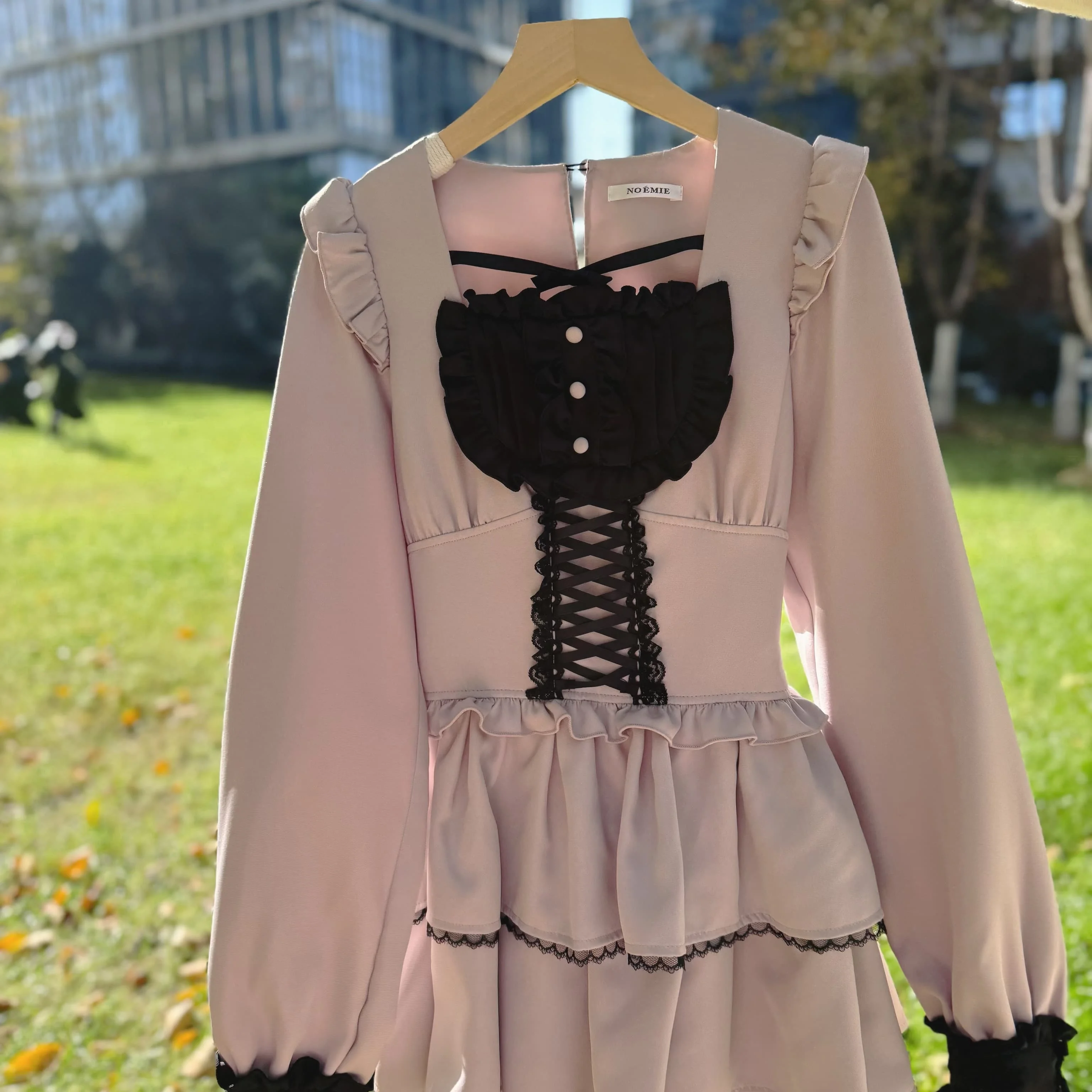 Japanese Style Mass-production Sweet Cute Lolita Dress Set Square Neck Long Sleeve Plaid Dresses Shorts Two-Piece Set for Women