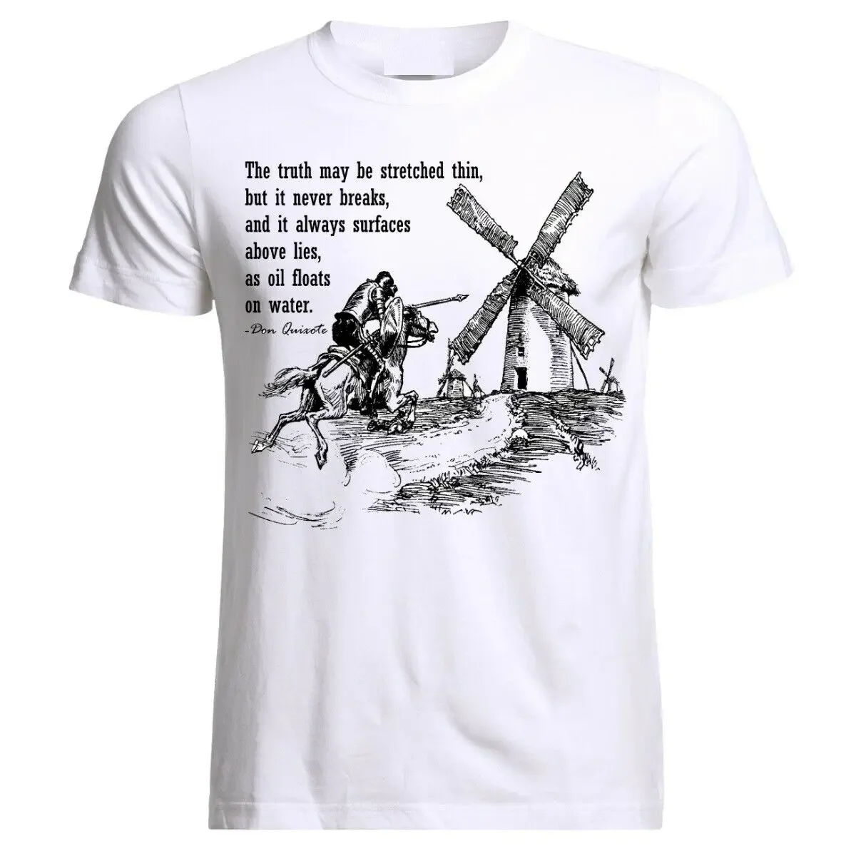 Don Quixote Sancho Panza Quotes Picasso Miguel De Cervantes T-Shirt Men's 100% Cotton Casual T-shirts Loose Top New