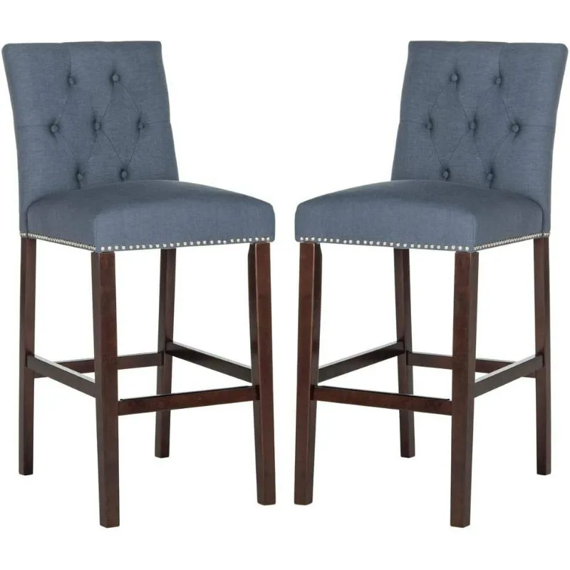 Home Collection Norah Navy and Espresso Barstool (Set of 2)