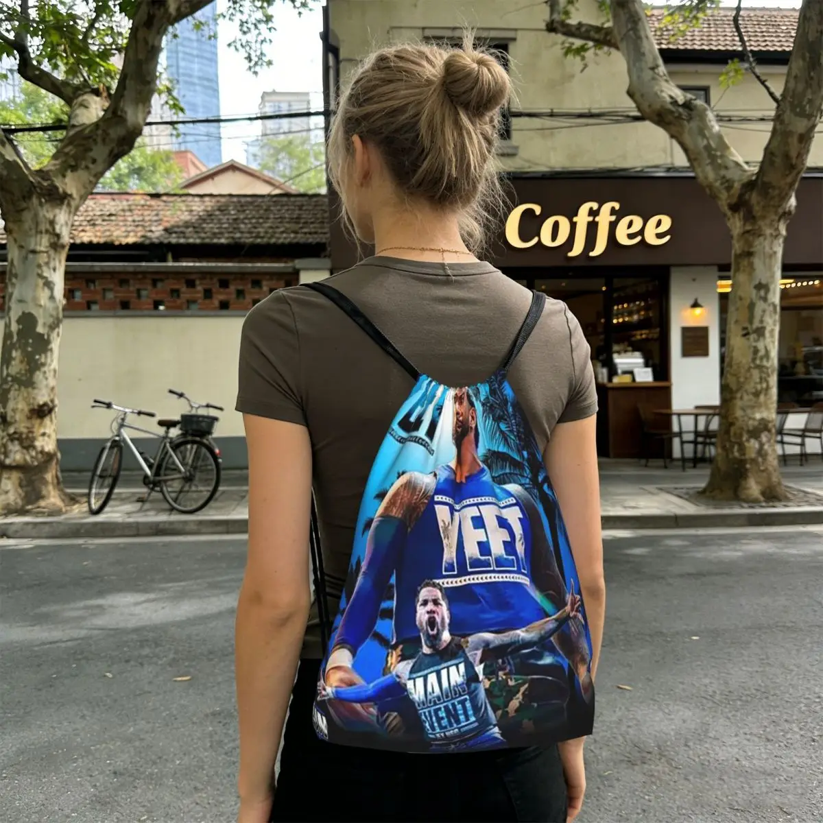 

Jey Uso Yeet Vintage Graphic Printed Backpacks Multi-function Drawstring Bags Sports Bag Book Bags for Man Woman Students