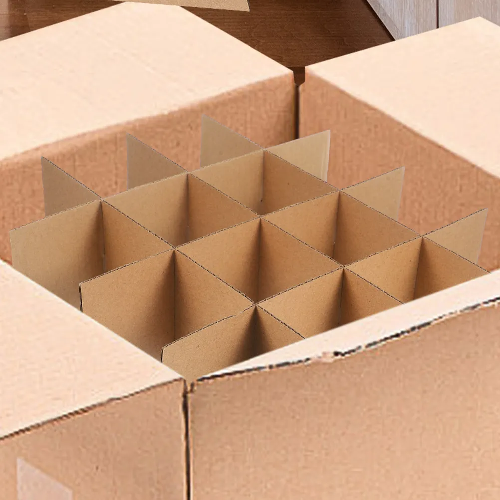

4Sets Thickened Corrugated Shipping Dividers 335x335x80mm Sixteen Grid Box Inserts Shockproof Protective Glassware Moving