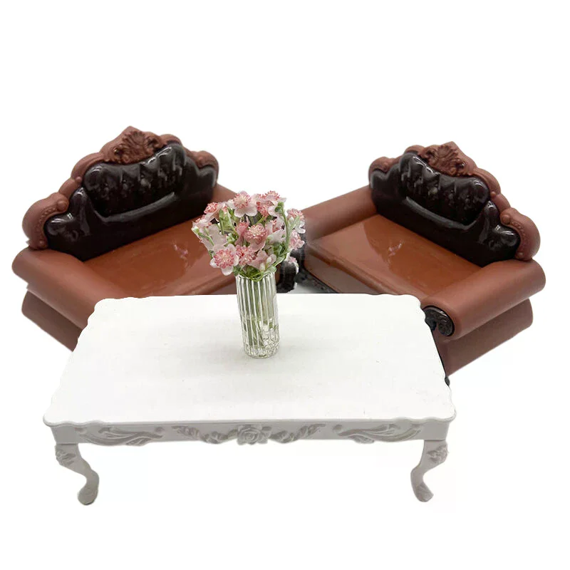 1/12 Domek dla lalek Symulacja Europejska Sofa Model Miniaturowe Meble do Salonu Dekoracja Akcesoria do Domku dla Lalek