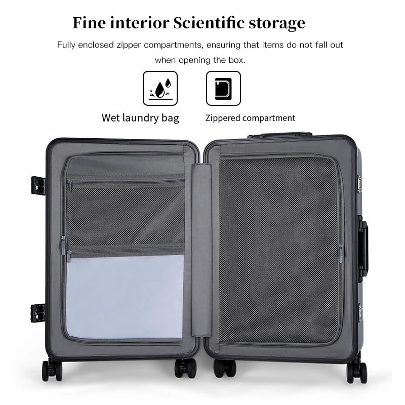 حقيبة سفر للأعمال مقاس 20 بوصة، متينة مع قفل بكلمة مرور، حقيبة تروللي. #4