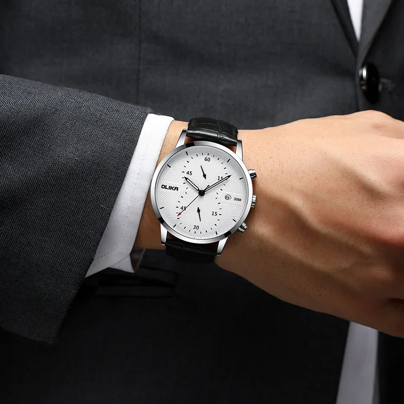 2025 ساعة رجالية كاجوال كبيرة الحجم مع تقويم مضيء ساعة كوارتز متعددة الوظائف كرونوغراف مقاومة للماء ساعة رجالي