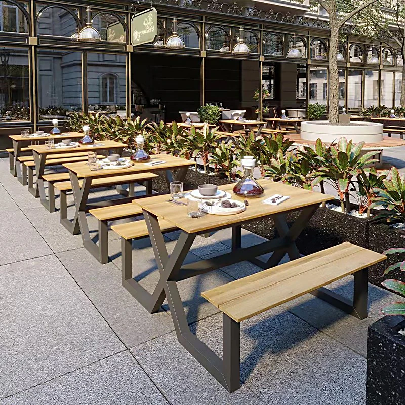 

Outdoor one-piece park chair wrought iron table and chair combination garden courtyard seat scenic spot bench matching PE plasti