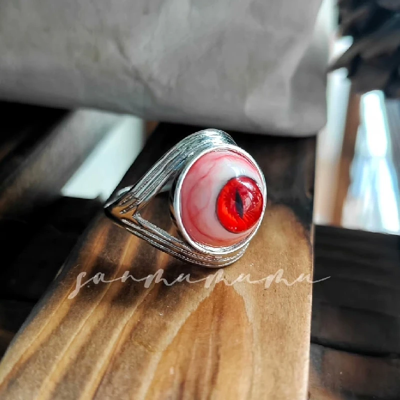 3120 Creative Handmade Rings Cthulhu Eyeball Rings Dark Punk Style Hip Hop Gothic Jewelry Halloween Artwork Customized Gifts